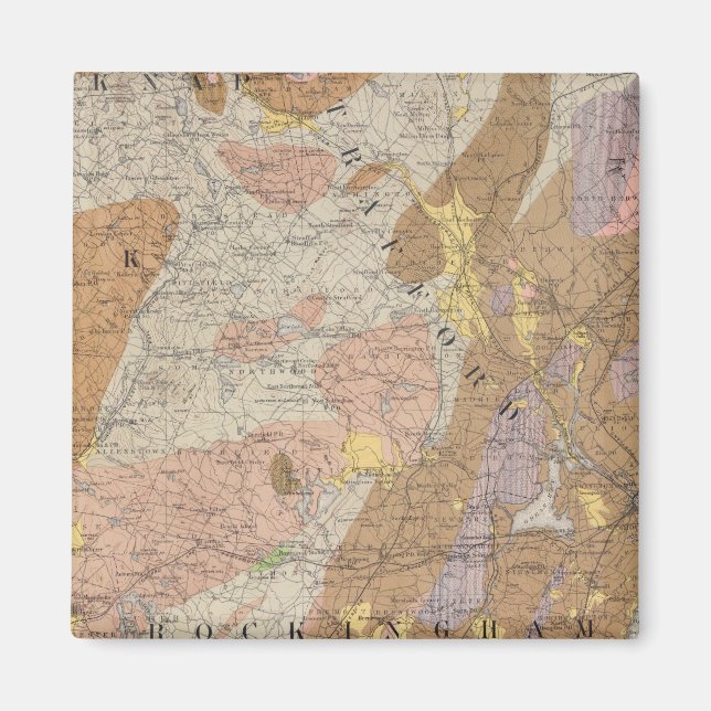 Imán Mapa geológico de New Hampshire 4 (Frente)