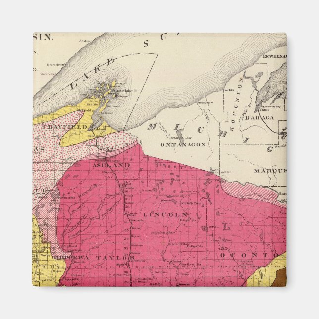 Imán Mapa geológico de Wisconsin (Frente)