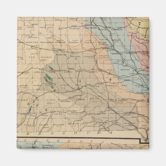 Imán Mapa geológico del estado de Iowa (Frente)