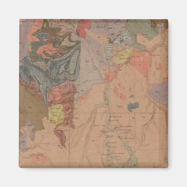 Imán Mapa geológico, Yellowstone National Part, Wyoming (Frente)