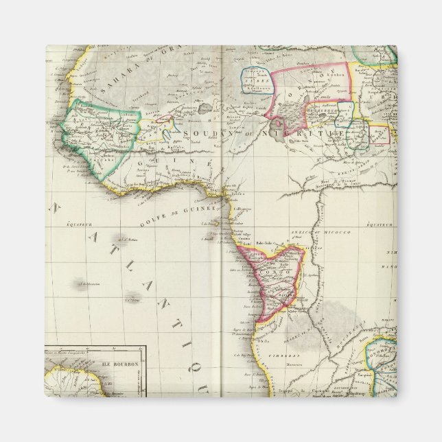 Imán Mapa grabado de África con 2 mapas de entrada (Frente)