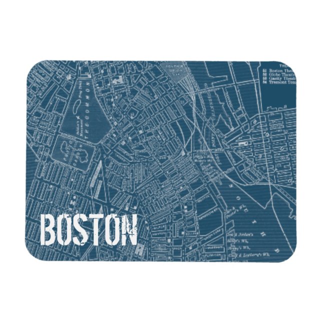 Imán Mapa gráfico de Boston (Horizontal)