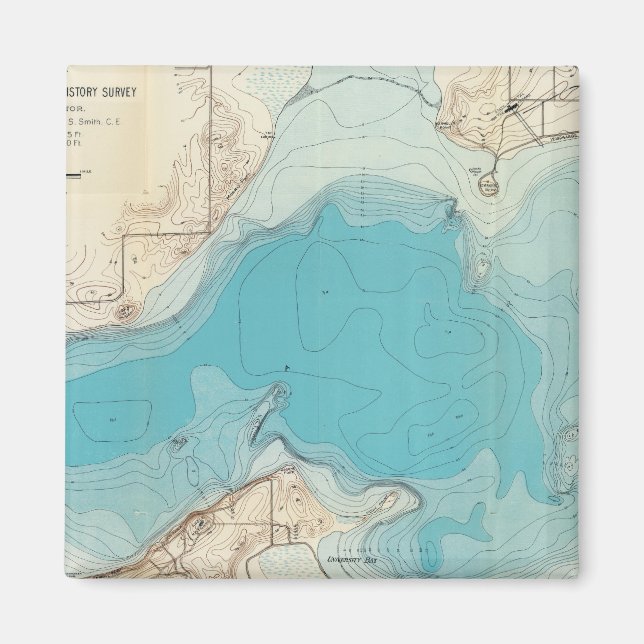 Imán Mapa hidrográfico Lago Mendota (Frente)
