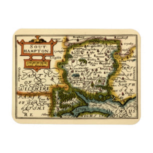 Imán Mapa histórico de Hampshire, Southampton County En