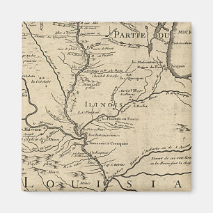 Imán Mapa histórico de Illinois de 1718