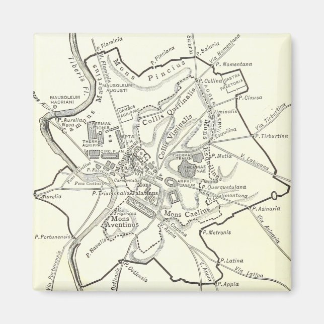 Imán Mapa histórico de la ciudad de Roma (Frente)