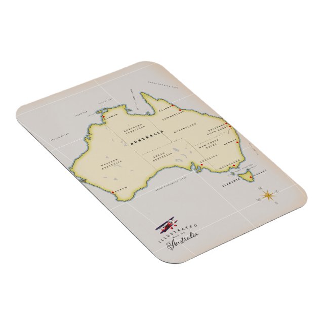 Imán Mapa ilustrado de Australia (Lado Derecho)