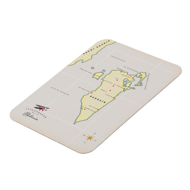 Imán Mapa ilustrado de Bahréin (Lado Izquierdo)