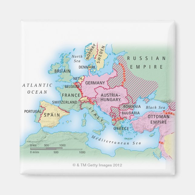 Imán Mapa ilustrado de Europa (Frente)