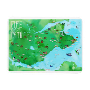 Imán Mapa ilustrado de Fife Coastal Path Scotland