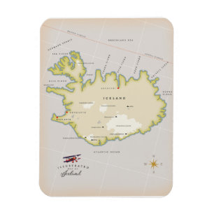 Imán Mapa ilustrado de Islandia