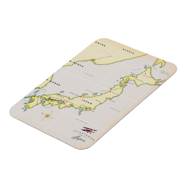 Imán Mapa ilustrado de Japón (Lado Izquierdo)