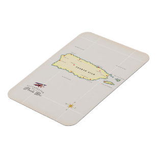 Imán Mapa ilustrado de la isla de Puerto Rico