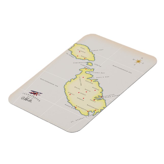 Imán Mapa ilustrado de Malta (Lado Izquierdo)
