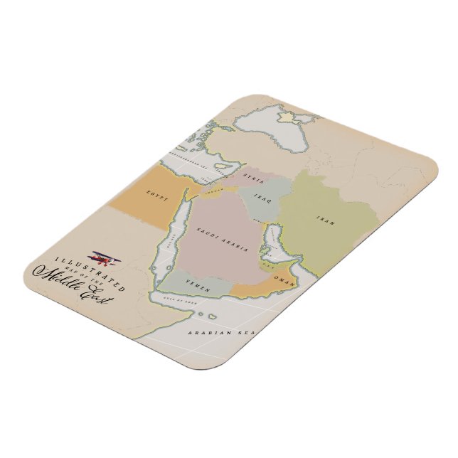 Imán Mapa ilustrado de Oriente Medio. (Lado Izquierdo)