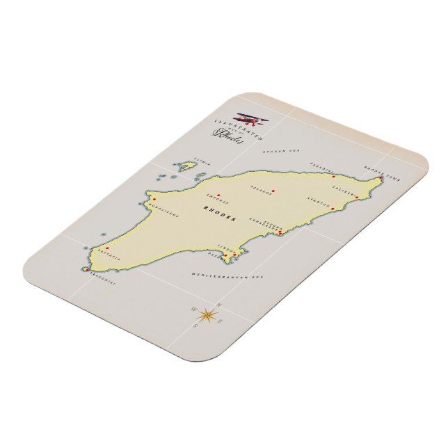 Imán Mapa ilustrado de Rodas. (Lado Izquierdo)