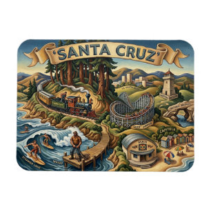 Imán Mapa Ilustrado de Santa Cruz California Muelle UCS