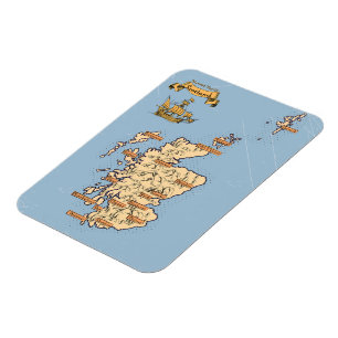 Imán Mapa ilustrado de viajes de Escocia