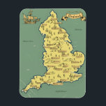 Imán Mapa ilustrado de viajes de Inglaterra<br><div class="desc">Mapa de viajes ilustrado de Inglaterra en un hermoso estilo vintage o retro.</div>