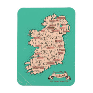 Imán Mapa ilustrado de viajes de Irlanda