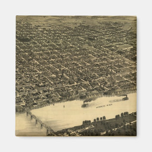 Imán Mapa ilustrado del vintage de Little Rock (1887)