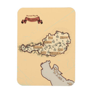 Imán Mapa ilustrado vintage de Austria