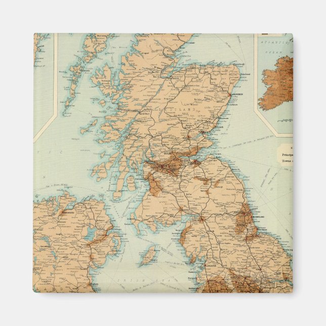 Imán Mapa industrial y ferroviario de las Islas Británi (Frente)