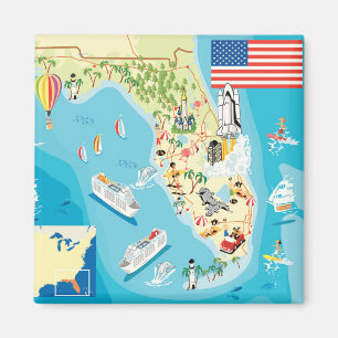 Imán Mapa lindo de la Florida de los niños