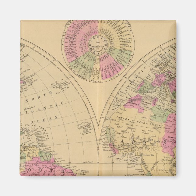Imán Mapa litografiado a mano del mundo (Frente)