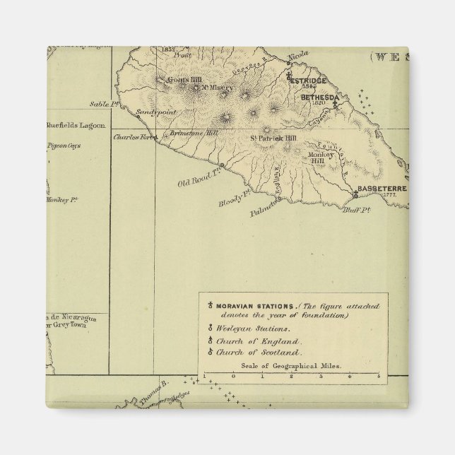 Imán Mapa litografiado de Antigua (Frente)