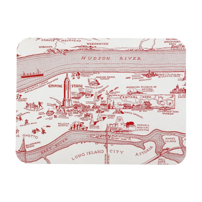Imán MAPA: MANHATTAN, c1935 (Horizontal)