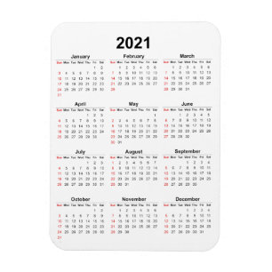 Imán Mapa mensual del calendario 2021