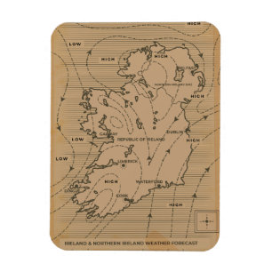 Imán Mapa meteorológico antiguo de Irlanda y Irlanda de
