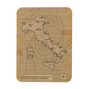 Imán Mapa meteorológico antiguo de Italia, Scilly y Cer