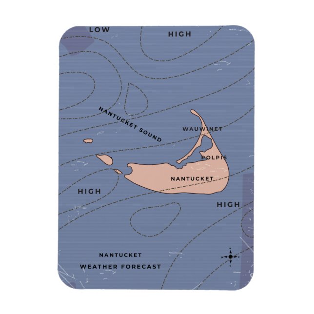 Imán mapa meteorológico de Nantucket EE. UU. (Vertical)