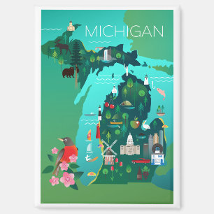 Imán Mapa Michigan Refrigerator Magnet