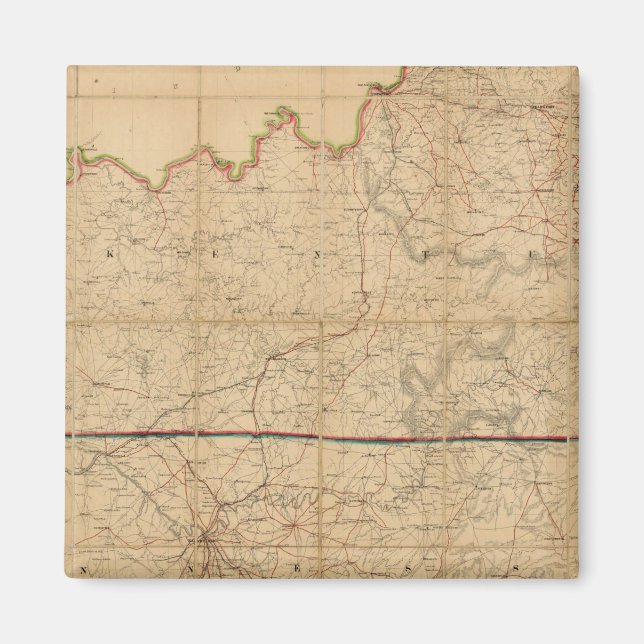 Imán Mapa militar de los Estados de Kentucky (Frente)