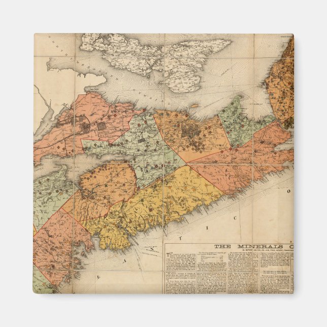Imán Mapa mineral de la iglesia de Nueva Escocia (Frente)