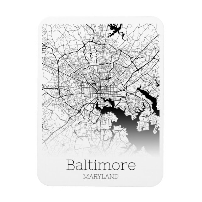 Imán Mapa moderno de la ciudad de Baltimore (Vertical)