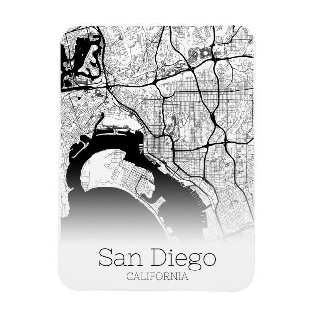 Imán Mapa moderno de la ciudad de San Diego (Vertical)