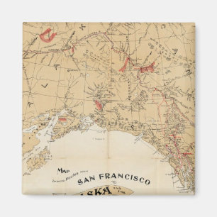 Imán Mapa mostrando rutas de San Francisco a Alaska