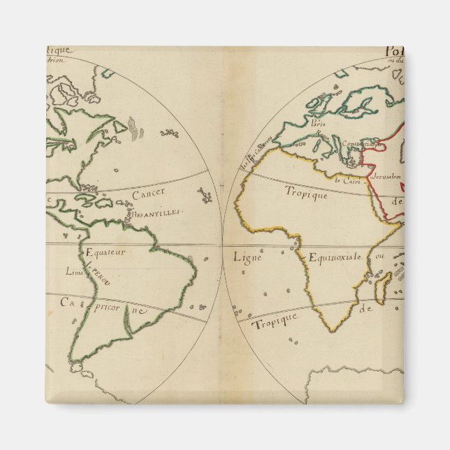Imán Mapa mundial con trópicos (Frente)