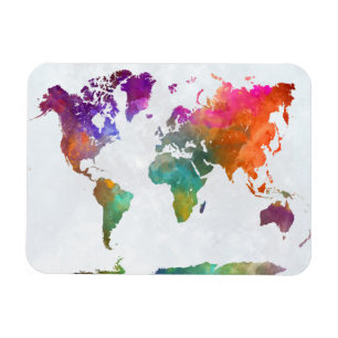 Imán Mapa Mundial de Acuarela
