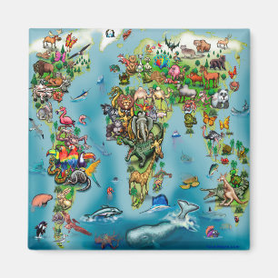 Imán Mapa mundial de animales