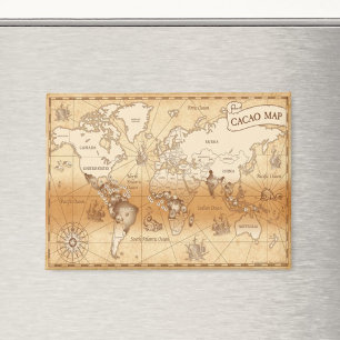 Imán Mapa Mundial de Cacao Vintage