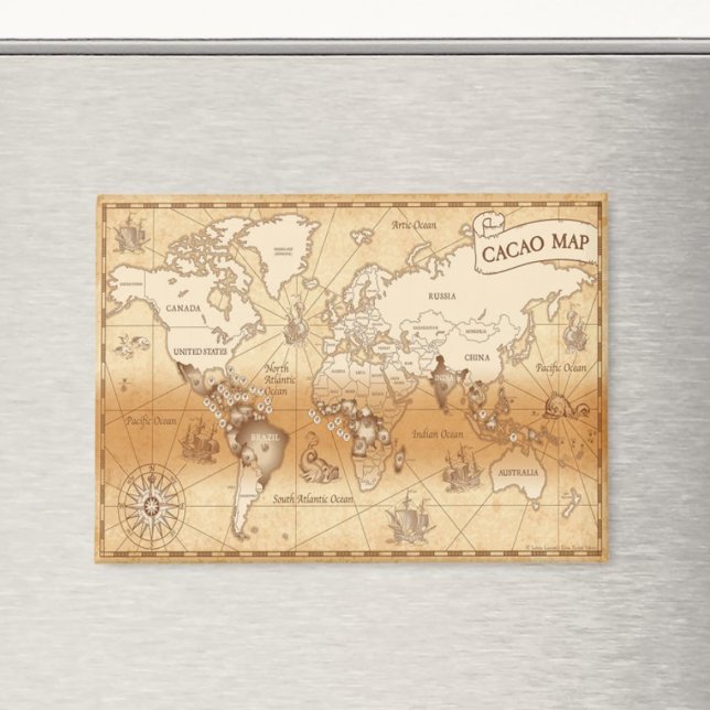 Imán Mapa Mundial de Cacao Vintage (Subido por el creador)