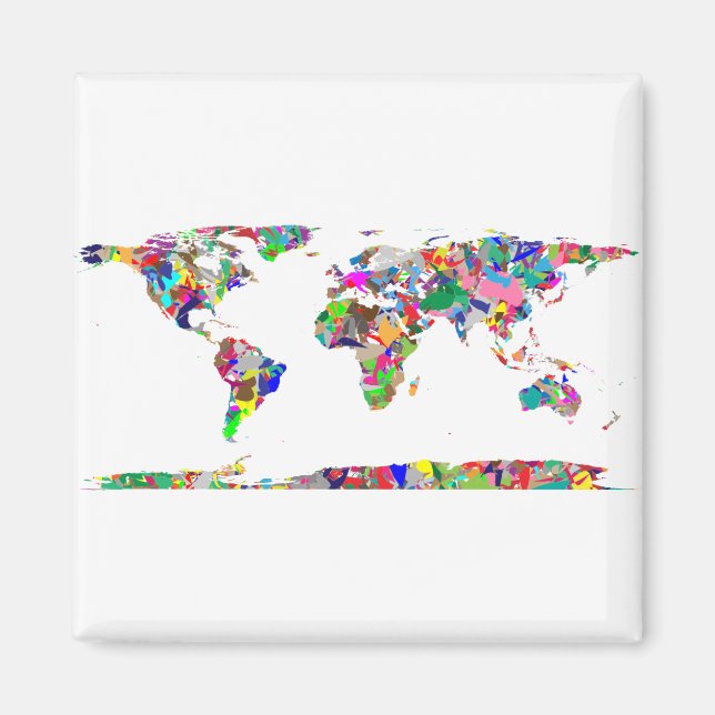 Imán Mapa Mundial de Colores Resumen 2 (Frente)