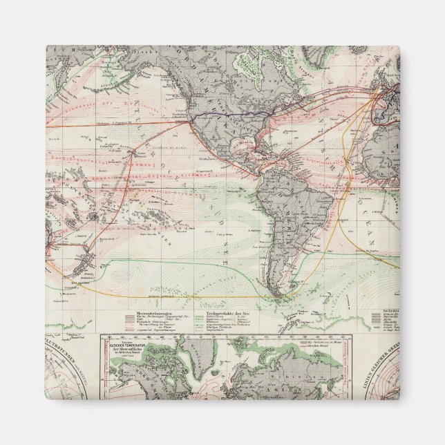 Imán Mapa mundial de corrientes oceánicas (Frente)