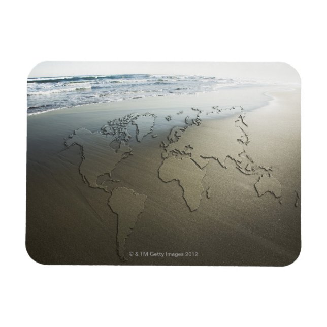 Imán Mapa mundial de la arena (Horizontal)