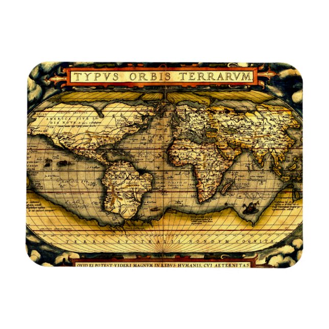 Imán Mapa Mundial de Vintage (Horizontal)